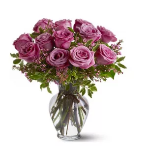 12 Long Stem Lavender Roses order at Burkitt's Floral