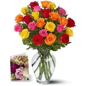 24 Mixed Long Stem Roses order at Burkitt's Floral