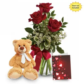 Roses & Teddy Special order at Burkitt's Floral
