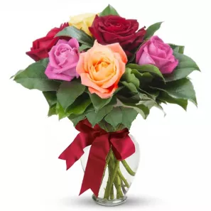 6 Mixed Long Stem Roses order at Burkitt's Floral