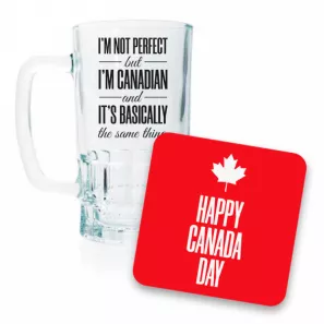 Canada Day Beer Mug and Coaster Set I order at Mann Florist
