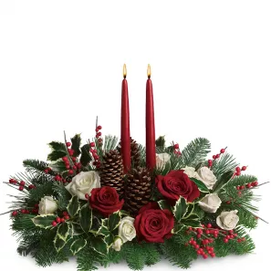 Centre de table Vœux de Noël commander à L'oasis Florist Ltd