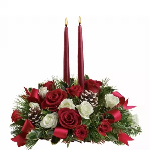 Centre de Table Couleurs de Noël commander à L'oasis Florist Ltd