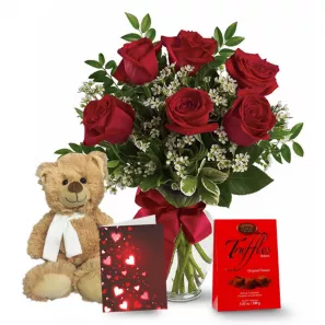 Half Dozen Sweetheart Rose Combo order at Burkitt's Floral