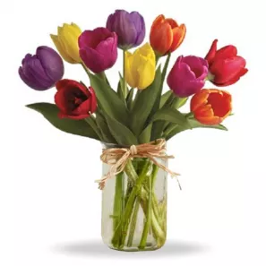 Spring Tulips in Mason Jar order at Burkitt's Floral