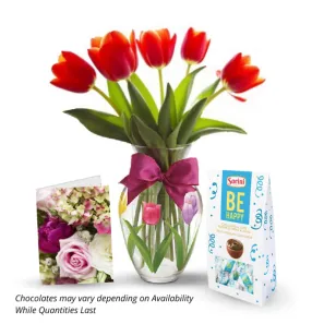Mother's Day 5 Tulips w Chocolates & a Card order at Burkitt's Floral