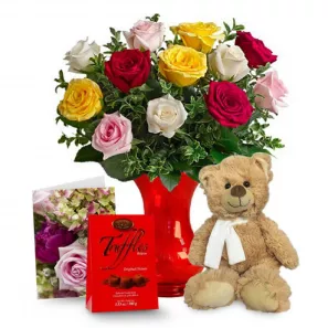 One Dozen Assorted Rose Combo II order at Burkitt's Floral