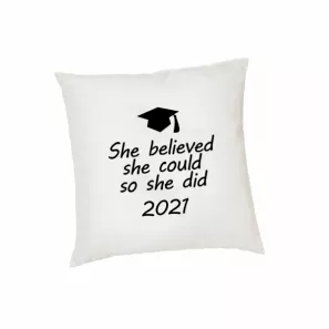 Personalized Cushion Cover She Believed Graduation order at Abby's Flowers Plus