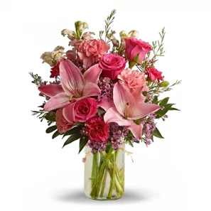 Pink Wink in Mason Jar order at Burkitt's Floral