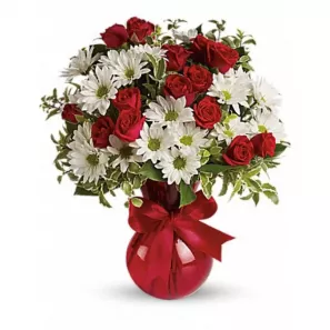 Red & White I order at Abby's Flowers Plus