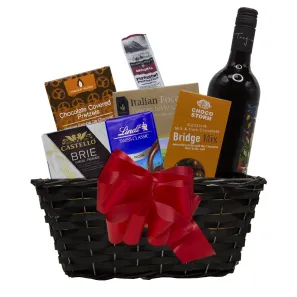 Red Wine & Cheese Basket order at Burkitt's Floral