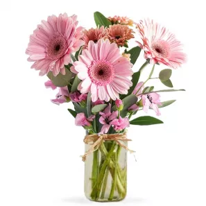 Shades of Pink in Mason Jar order at Burkitt's Floral